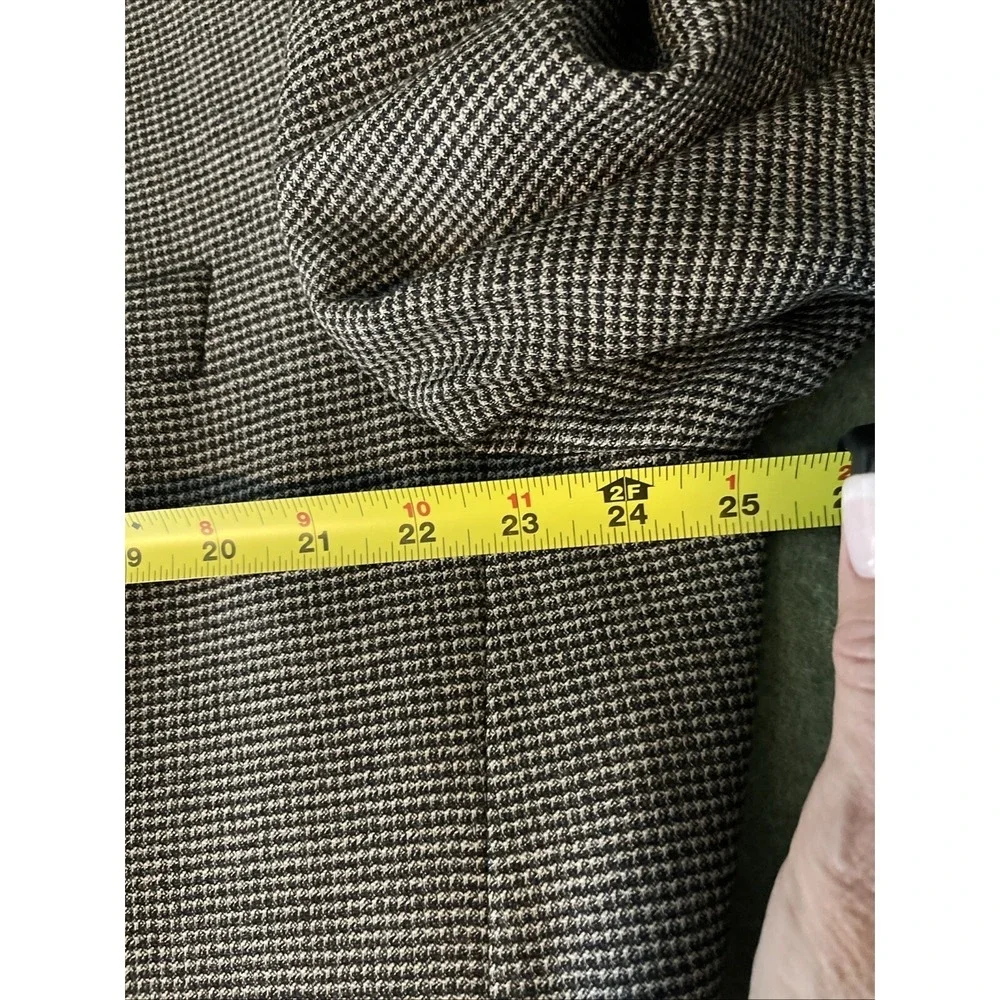 Wool Houndstooth Blazer Sport Coat Men 48R Blk/Beige‎ Office Evening Business